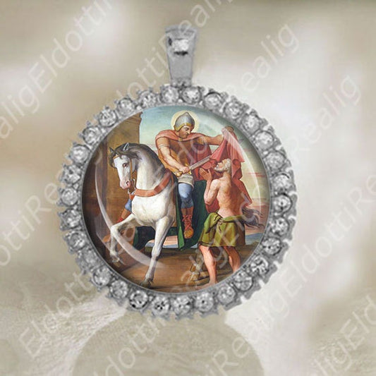 St Martin of Tours Medal Catholic Silver Tone Religious Christian Jewelry