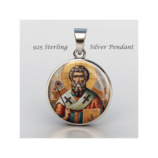 Saint Photios Religious Devotional sterling silver 925 Christian Medal Patron Pendant
