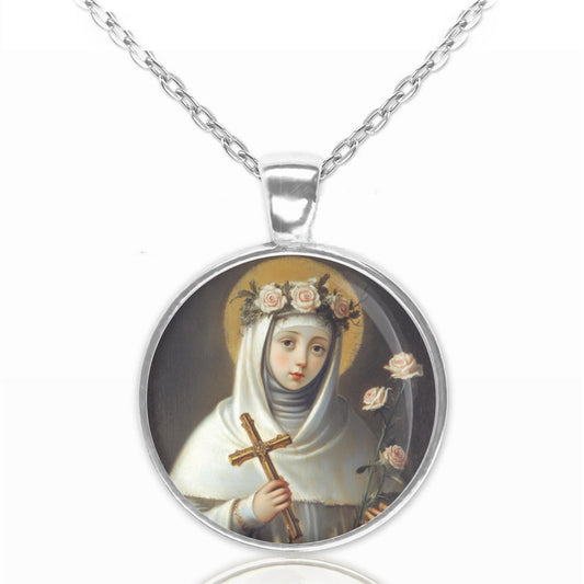 St. Rose of Lima Catholic Medal. Pendant Necklace