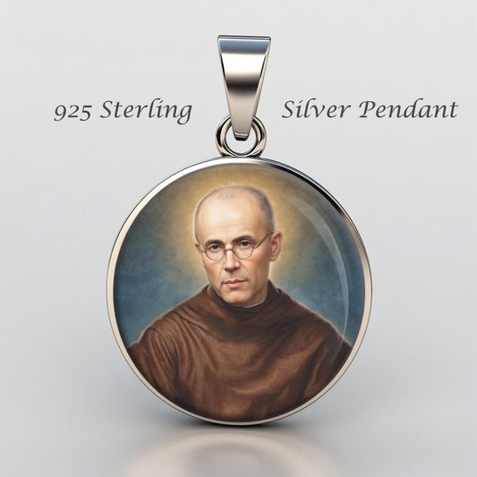 Saint Maximilian Kolbe Religious Devotional sterling silver 925 Christian Medal Patron