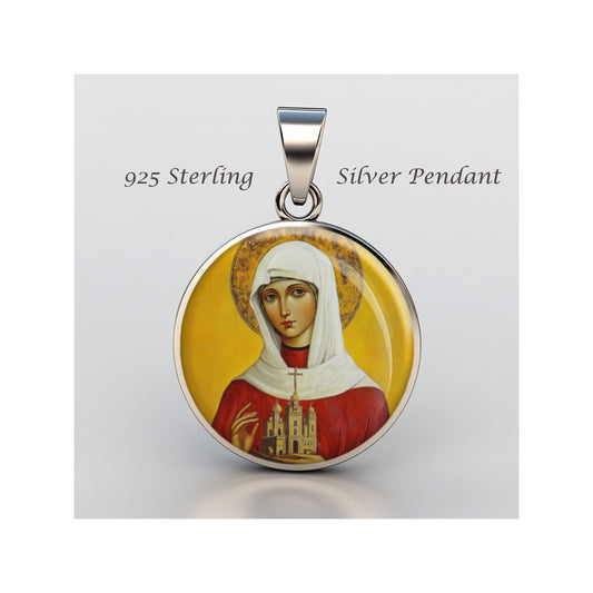 Saint Etheldreda Catholic sterling silver 925 Christian Medal Patron Pendant image 0