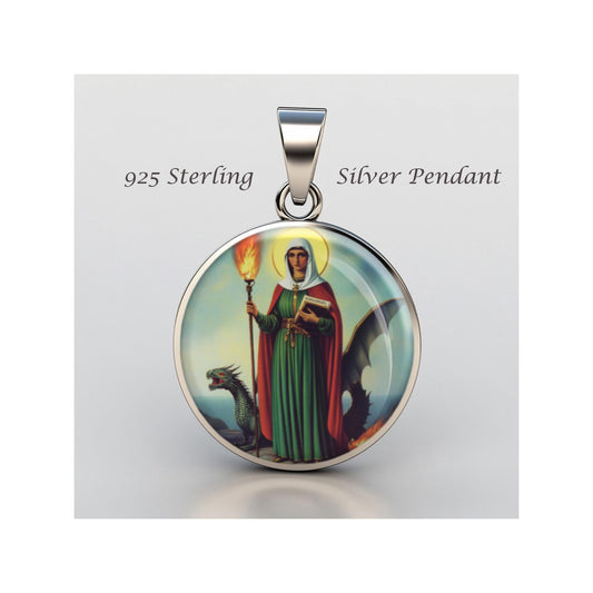 Saint Martha Religious Devotional sterling silver 925 Christian Medal Patron Pendant