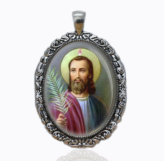 St Jude Catholic Christian Medal Silvertone Pendant Charm for Necklace