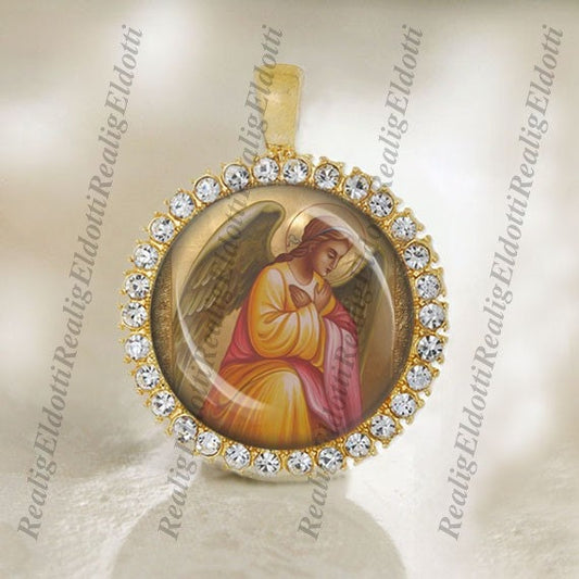 My Guardian Angel Pray Orthodox Gold Tone Medal Christian Religious Jewelry