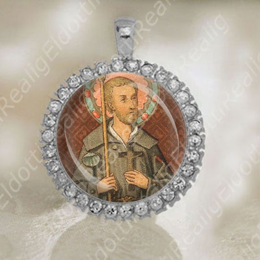 St Benedict Joseph Labre Medal Catholic Christian Silver Tone Jewelry