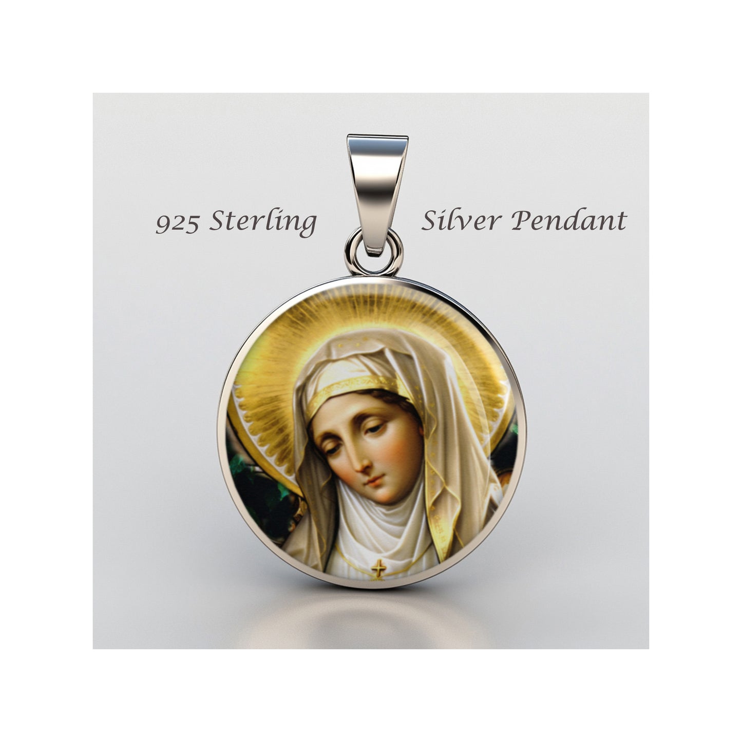 Saint Bridget Of Sweden Catholic sterling silver 925 Christian Medal Patron image 0