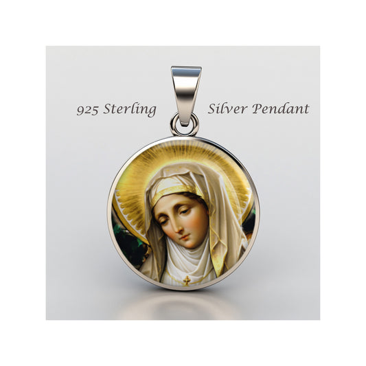 Saint Bridget Of Sweden Catholic sterling silver 925 Christian Medal Patron image 0