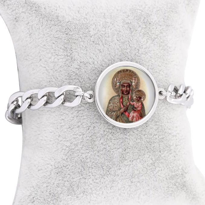Our Lady Czestochowa Curb Bracelet Gold or Silver tone