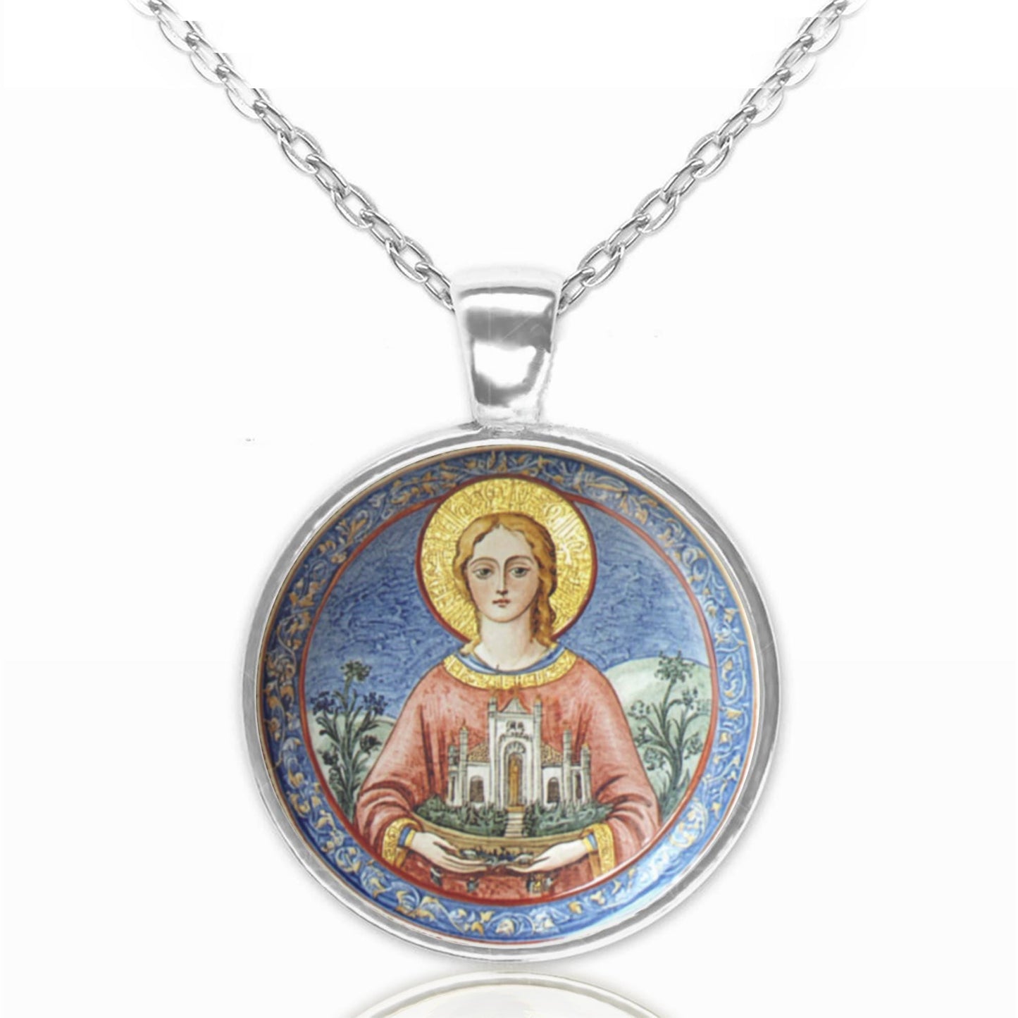 St Seraphina Patron Saint Christian Necklace Jewelry Medal Pendant