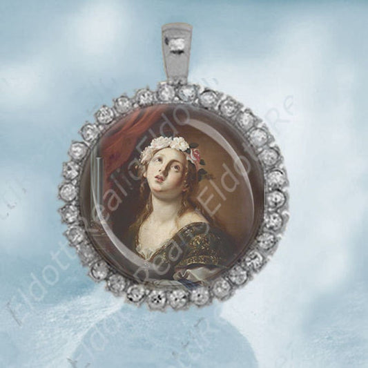 St. Cecilia Catholic Medal / Charm. Cabochon Religious Christian Pendant