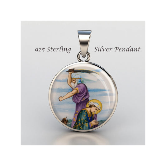 Saint Eurosia Di Jaca Religious Christian sterling silver 925 Christian Medal Patron