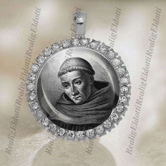 St. Bernard of Clairvaux Catholic Religious Silver Tone Medal Pendant / Charm Cabochon