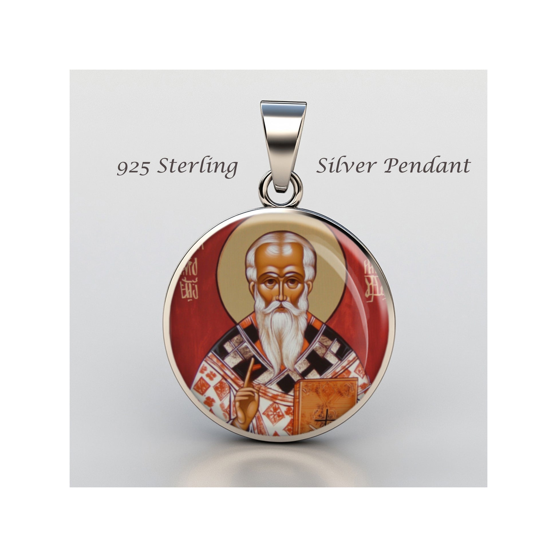 Saint Myron Catholic sterling silver 925 Christian Medal Patron Pendant image 0