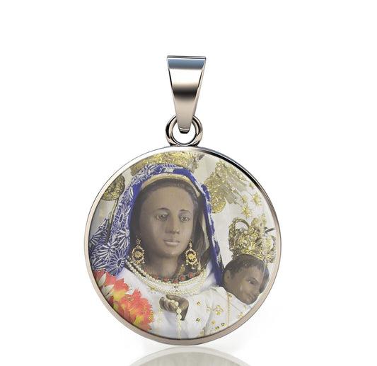 Our Lady Piat 925 Sterling Silver Round Pendant Christian Religious Medal Small 20mm