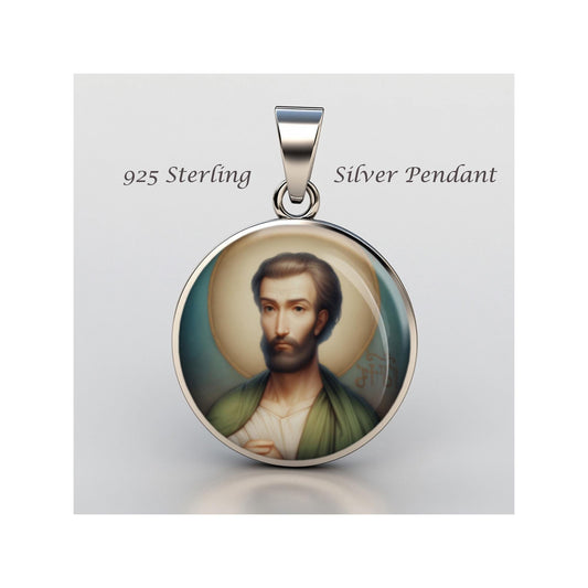 Saint Bartholomew Religious Devotional sterling silver 925 Christian Medal Patron Pendant