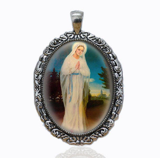 Our Lady of Banneux of the Poor Virgin Mary Catholic Christian Medal Large Pendant