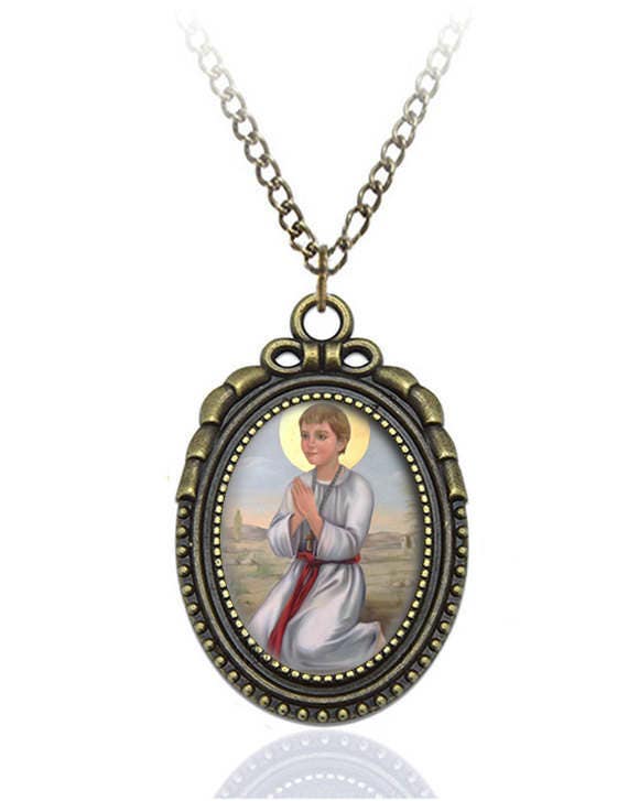 St Abanoub Catholic Necklace Bronze Medal w Chain Oval Pendant