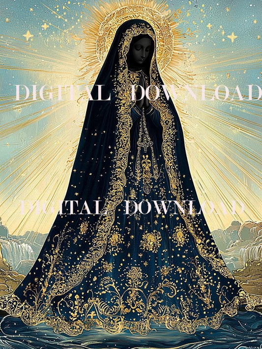 Our Lady of Aparecida Mother Mary Religious Art Digital Image image 0