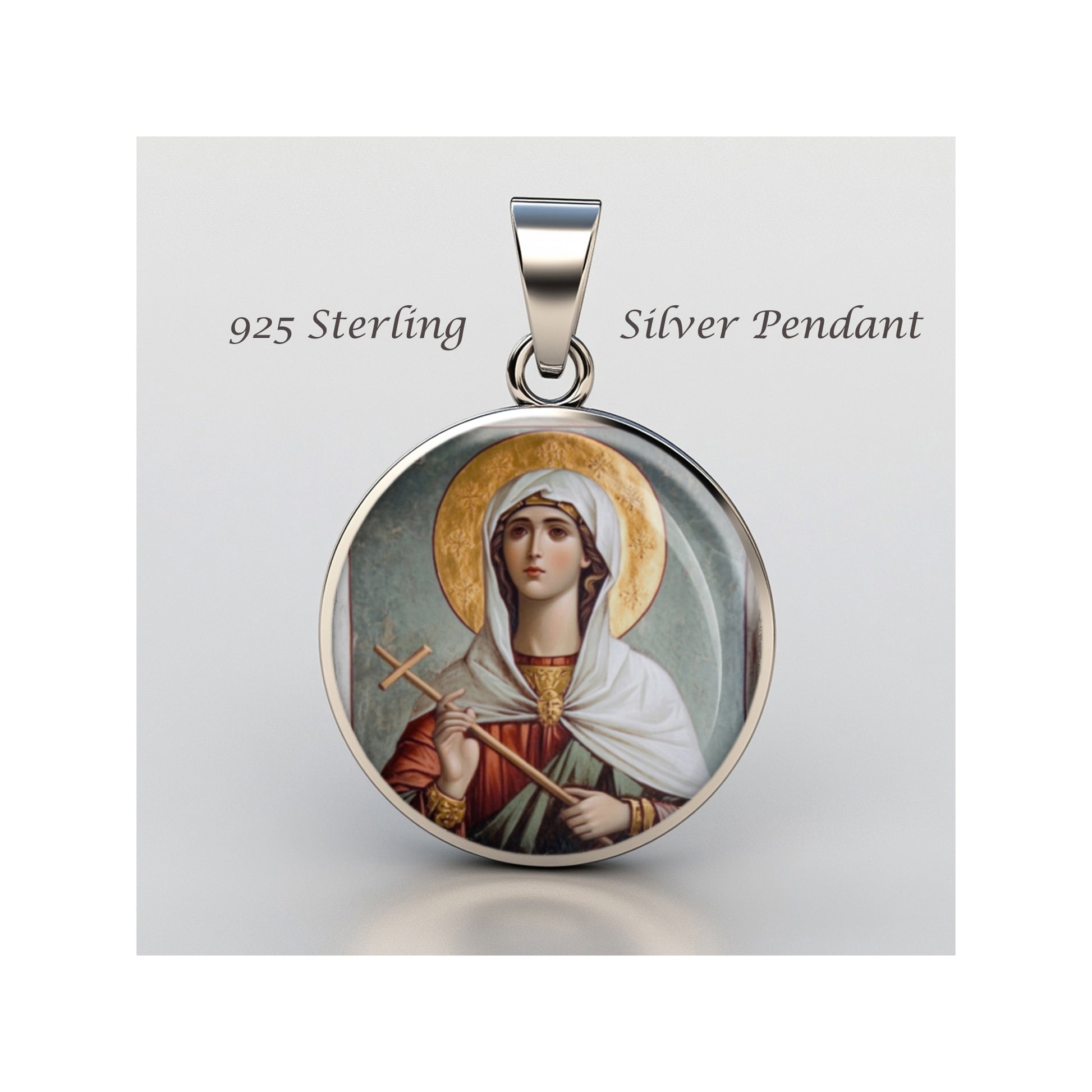 Saint Kyriaki The Great Martyr Catholic sterling silver 925 Christian Medal image 0