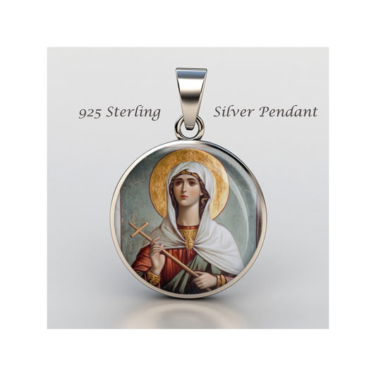 Saint Kyriaki The Great Martyr Catholic sterling silver 925 Christian Medal image 0