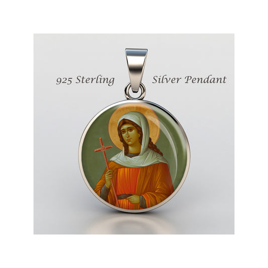 Saint Oliva Catholic sterling silver 925 Christian Medal Patron Pendant image 0