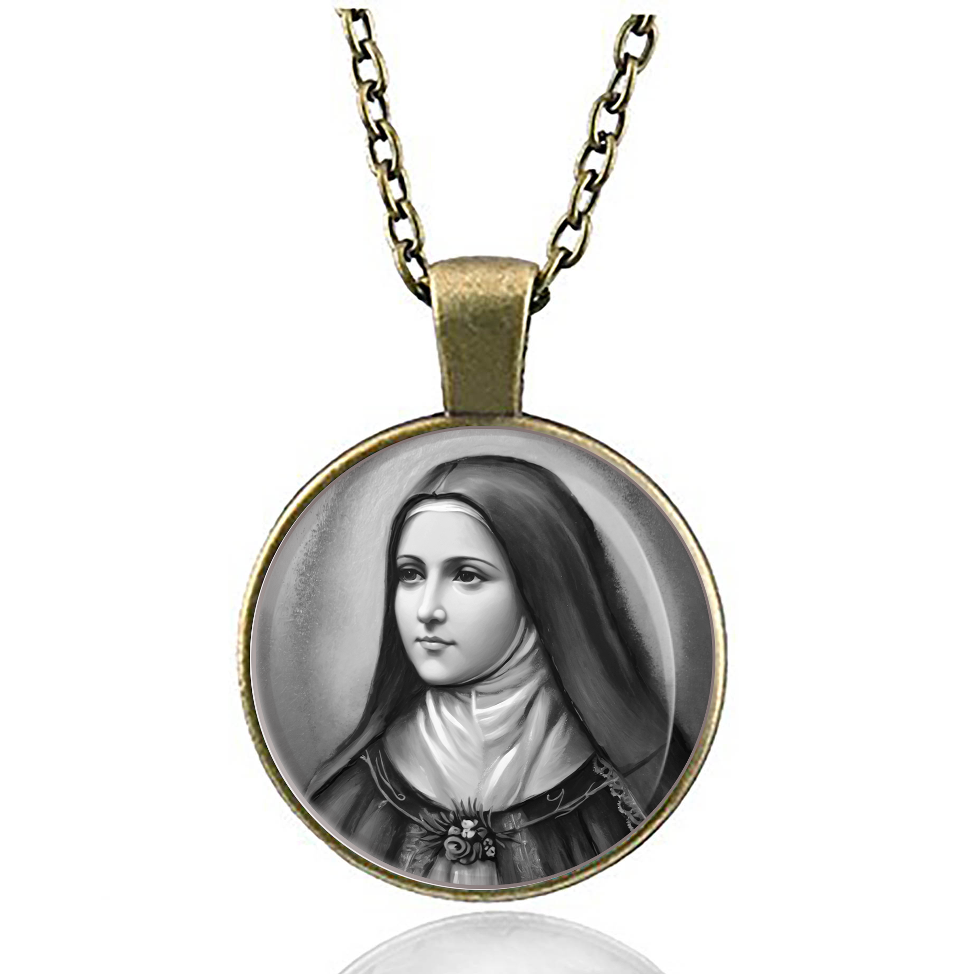 St. Therese Of Lisieux The Little Flower Necklace Catholic Saint Pendant Medal image 4