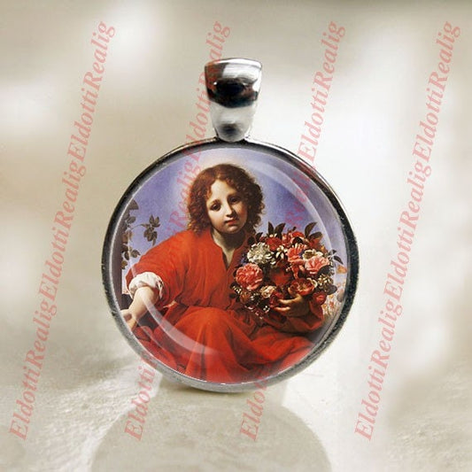 Jesus Christ Child with Flowers Art Catholic Medal Pendant / Charm 25mm Bezel