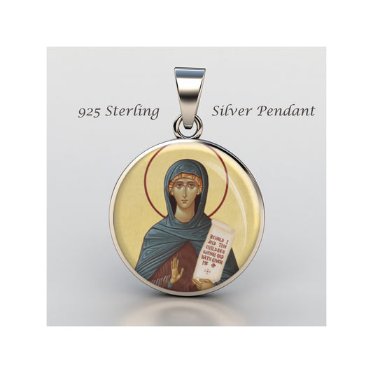Saint Emilia Catholic sterling silver 925 Christian Medal Patron Pendant image 0