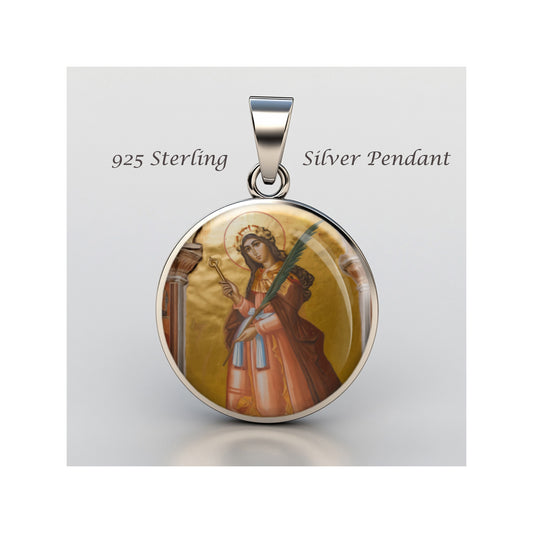 Saint Apollonia Catholic sterling silver 925 Christian Medal Patron Pendant image 0