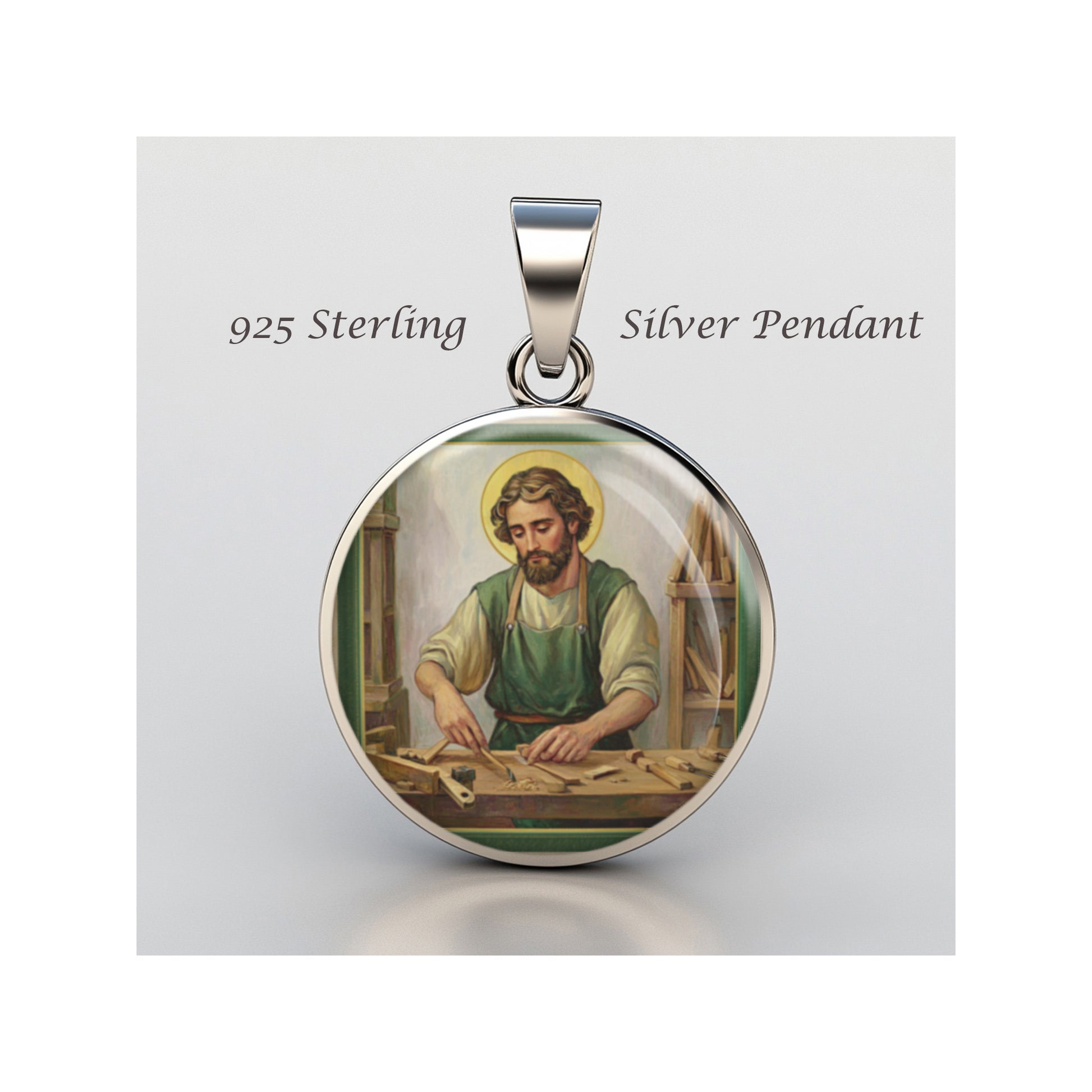 Saint Joseph The Worker Catholic sterling silver 925 Christian Medal Patron image 0