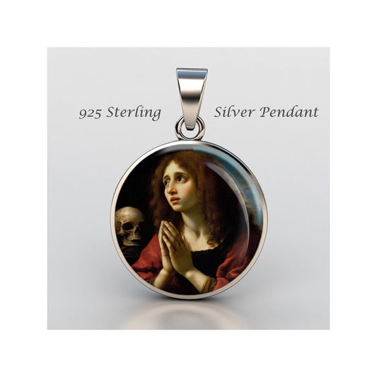 Saint Mary Magdalene Religious Devotional sterling silver 925 Christian Medal Patron Pendant
