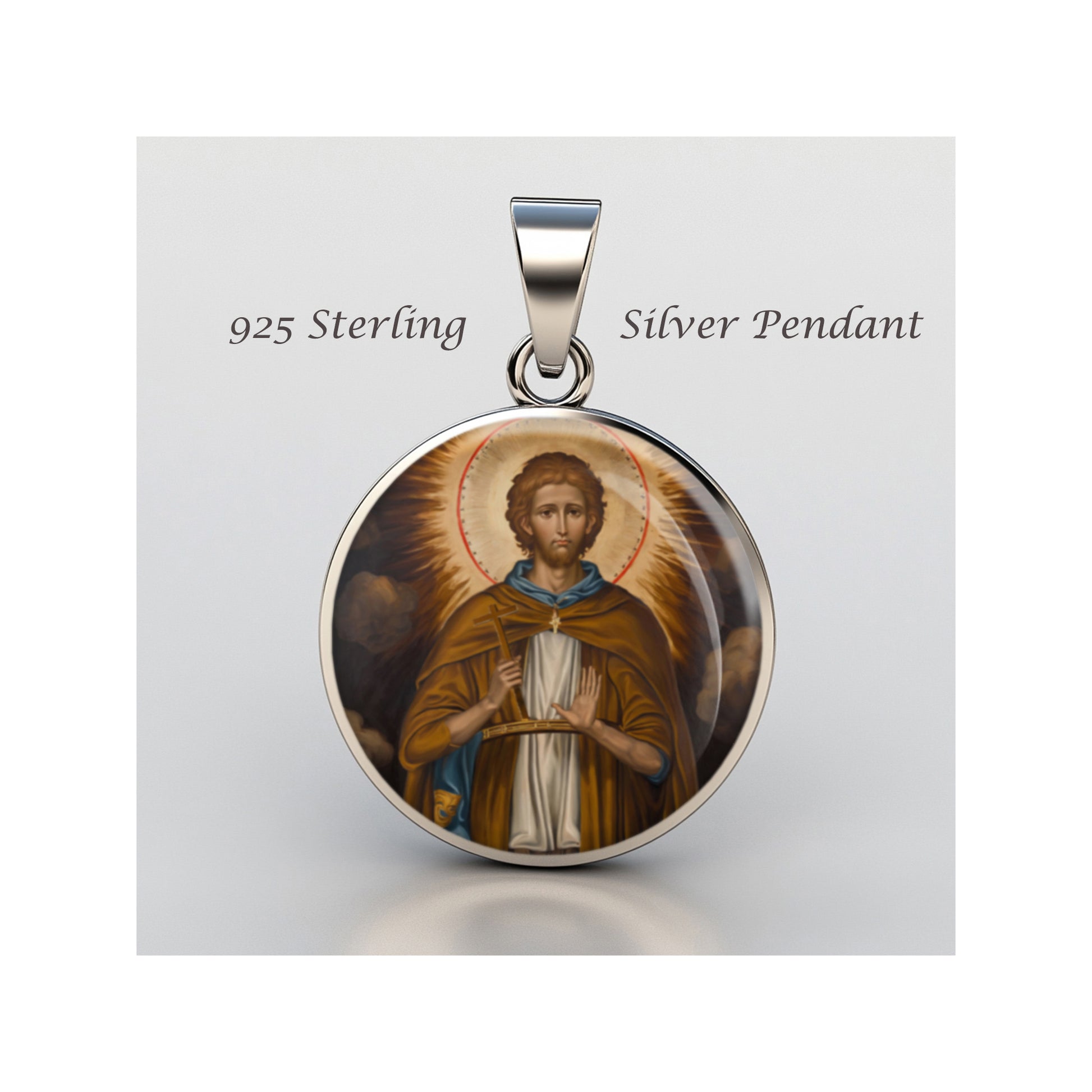 Saint Genesius Catholic sterling silver 925 Christian Medal Patron Pendant image 0