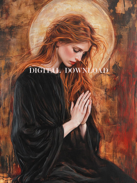 Saint Mary Magdalene In Black Dress Religious Art Digital Image image 0