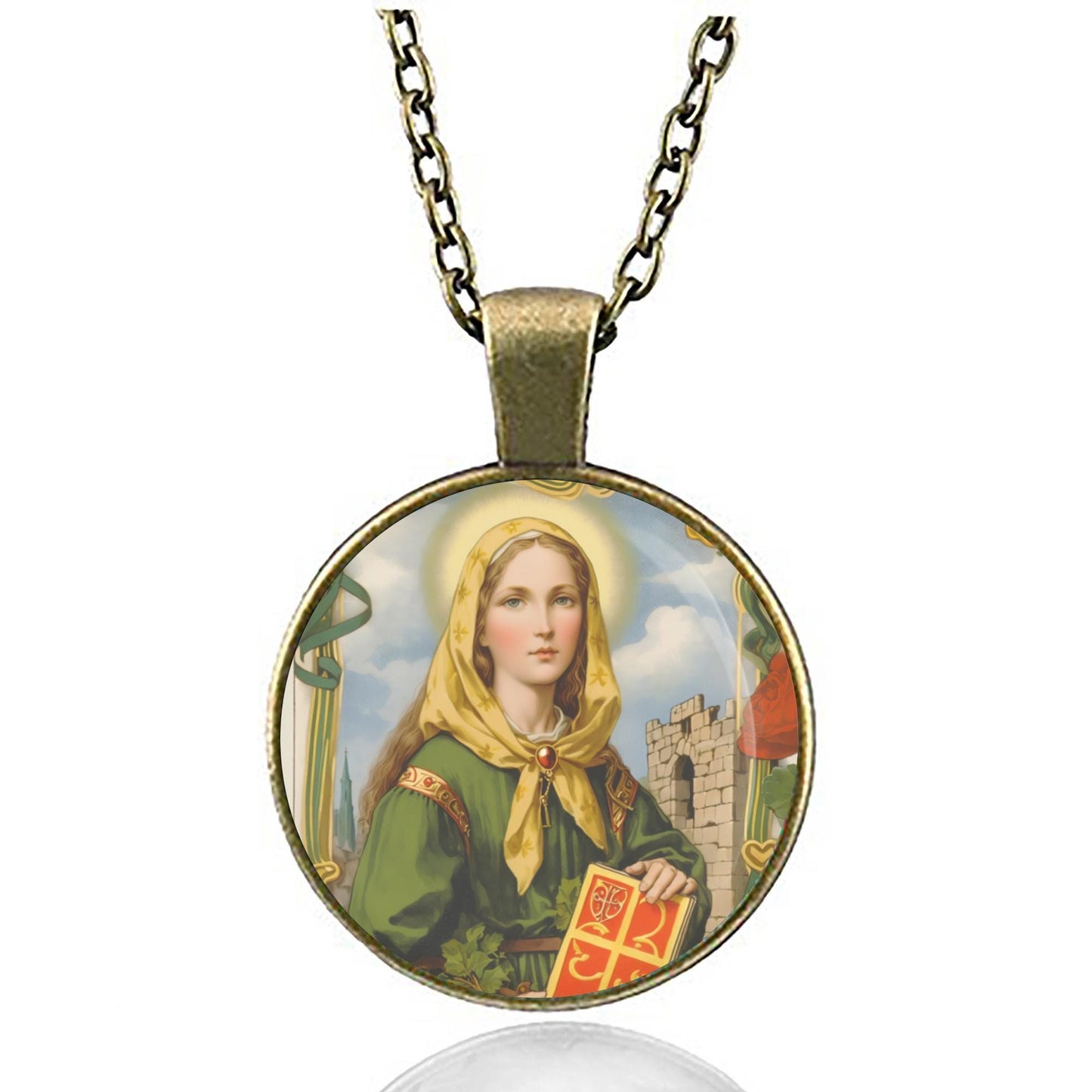 Saint Dymphna Patron of the nervous, emotionally disturbed, mentally ill Catholic Pendant Necklace Medal