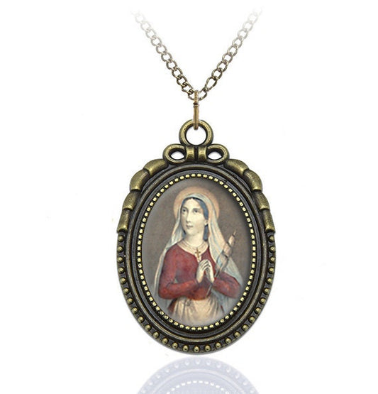 St Germaine de Pibrac Catholic Necklace French Saint Bronze Medal