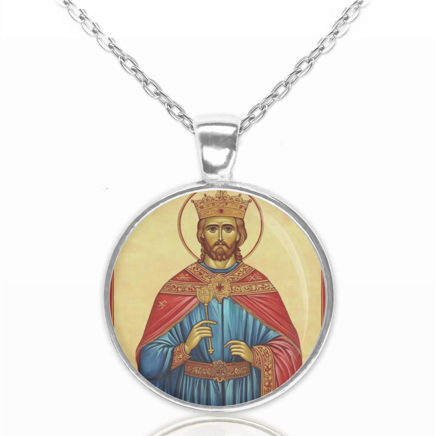 St. Edmund Religious Christian Necklace Medal Pendant Jewelry