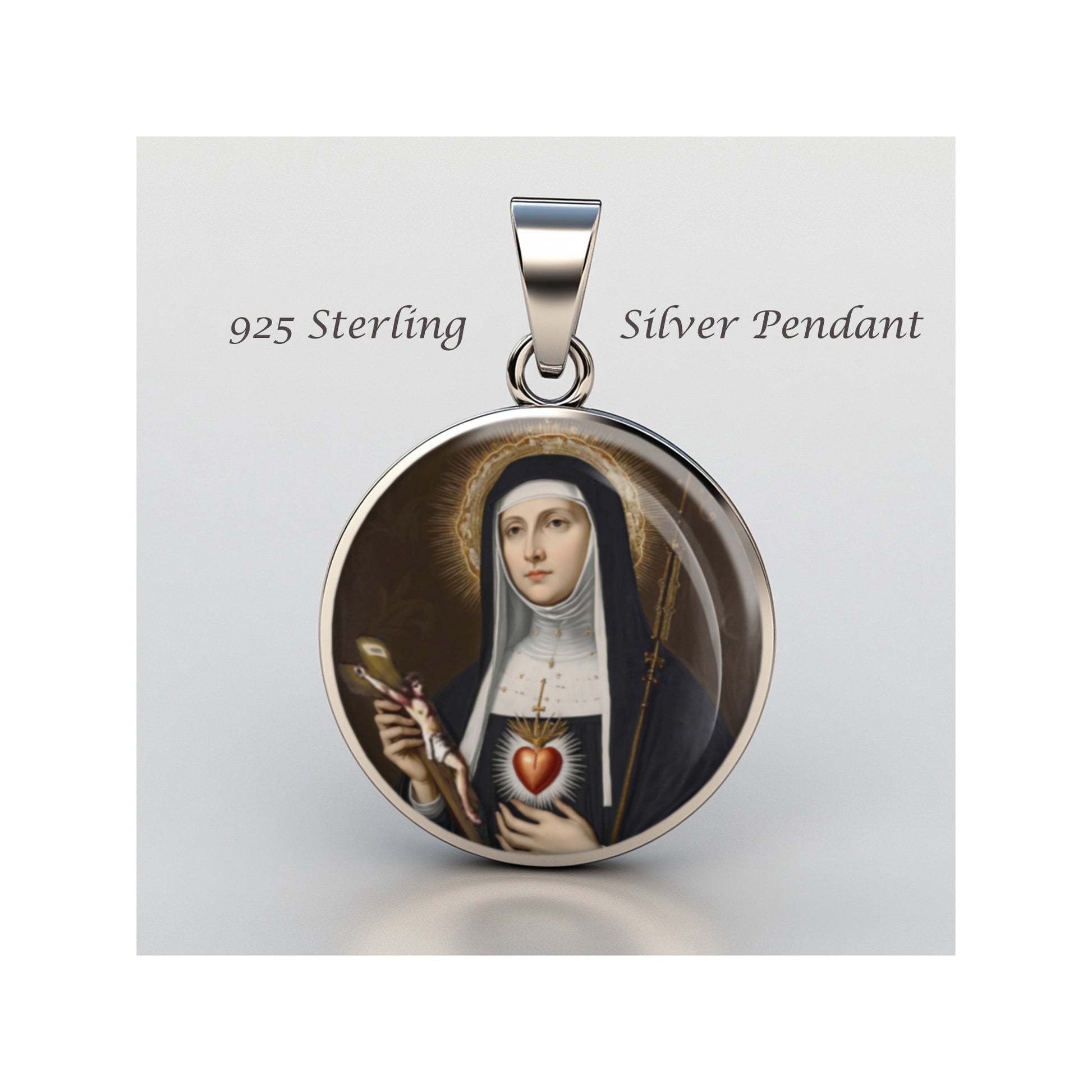 Saint Margaret Mary Alacoque Catholic sterling silver 925 Christian Medal Patron image 0