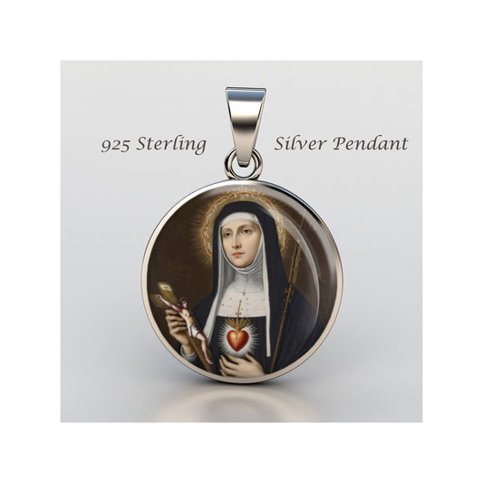 Saint Margaret Mary Alacoque Catholic sterling silver 925 Christian Medal Patron image 0
