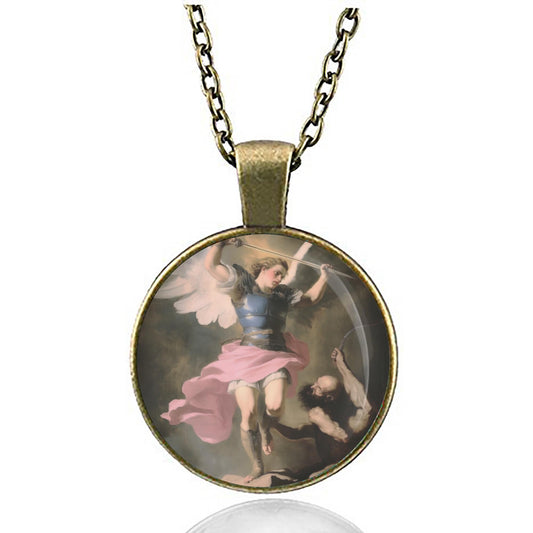 St. Michael the Archangel Necklace Medal Evil Protect Religious Pendant Jewelry Necklace