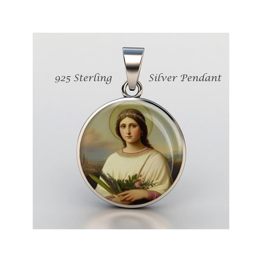 Saint Dorothy Religious Devotional sterling silver 925 Christian Medal Patron Pendant