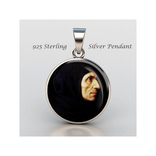Saint Girolamo Savonarola Catholic sterling silver 925 Christian Medal Patron image 0