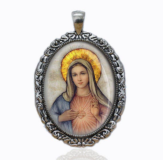 Immaculate Heart of Blessed Virgin Mary Medal Catholic Jewelry NEW