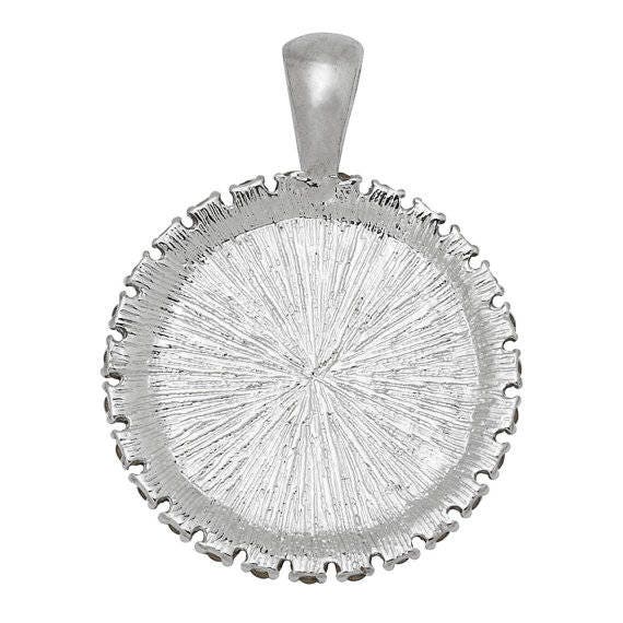 St. Engracia Grace Gracia Catholic Medal. Religious Zaida of Lerida Pendant Silver Tone with Rhinestones Jewelry for Necklace