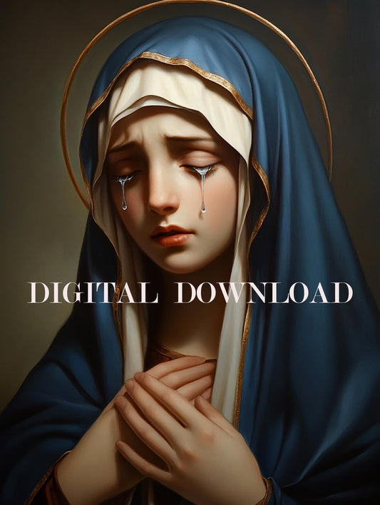Our Lady of Sorrows Mother Mary Religious Art Digital Image image 0