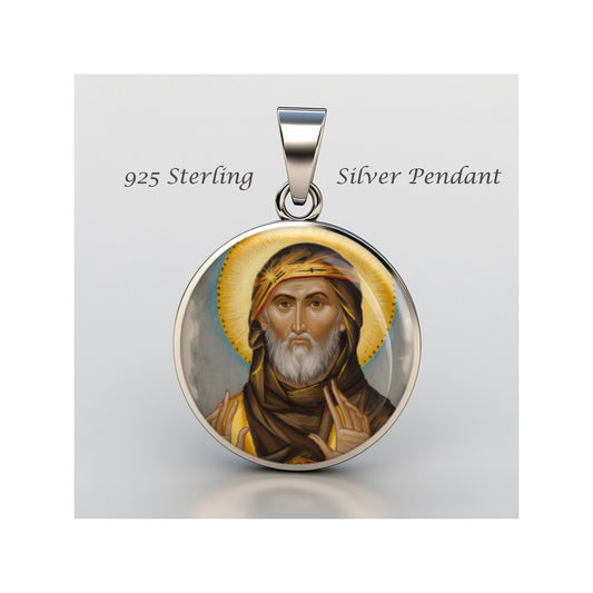 Saint Ephraim Catholic sterling silver 925 Christian Medal Patron Pendant image 0