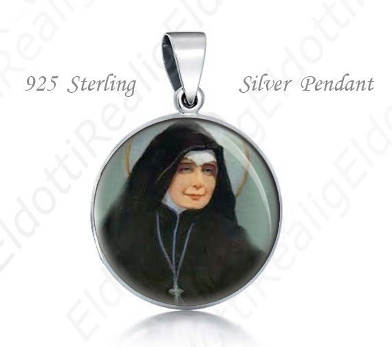 St Vincentia Maria Lopez Religious Christian 925 Sterling Silver Medal Round Pendant 20mm Jewelry for Necklace
