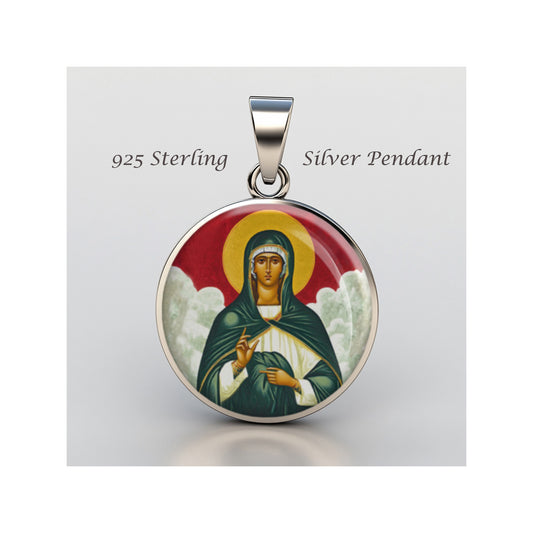 Saint Thais Catholic sterling silver 925 Christian Medal Patron Pendant image 0