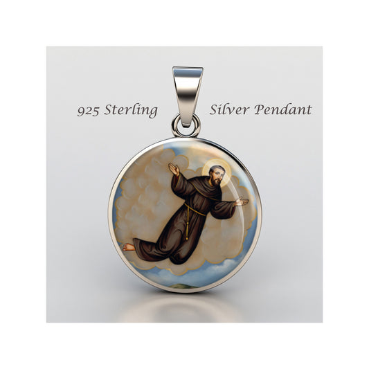 Saint Joseph Of Cupertino Catholic sterling silver 925 Christian Medal Patron image 0