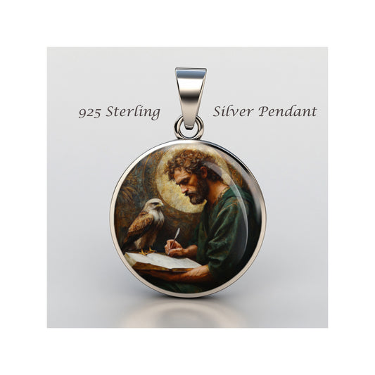 Saint John The Evangelist Catholic sterling silver 925 Christian Medal Patron image 0