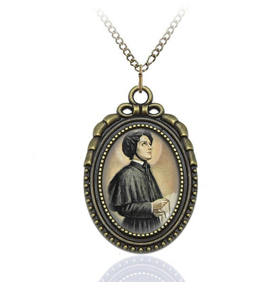 St. Elizabeth Ann Seton Necklace Catholic Religious Jewelry Medal Pendant Brass Oval Charm  Style